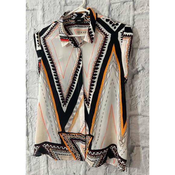Mossimo Size Large Blouse Geometric Print Sleeveless - Picture 1 of 7